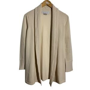 Design History Pure Cashmere Minimal Cardigan Sweater Women M Cream Modest Prep